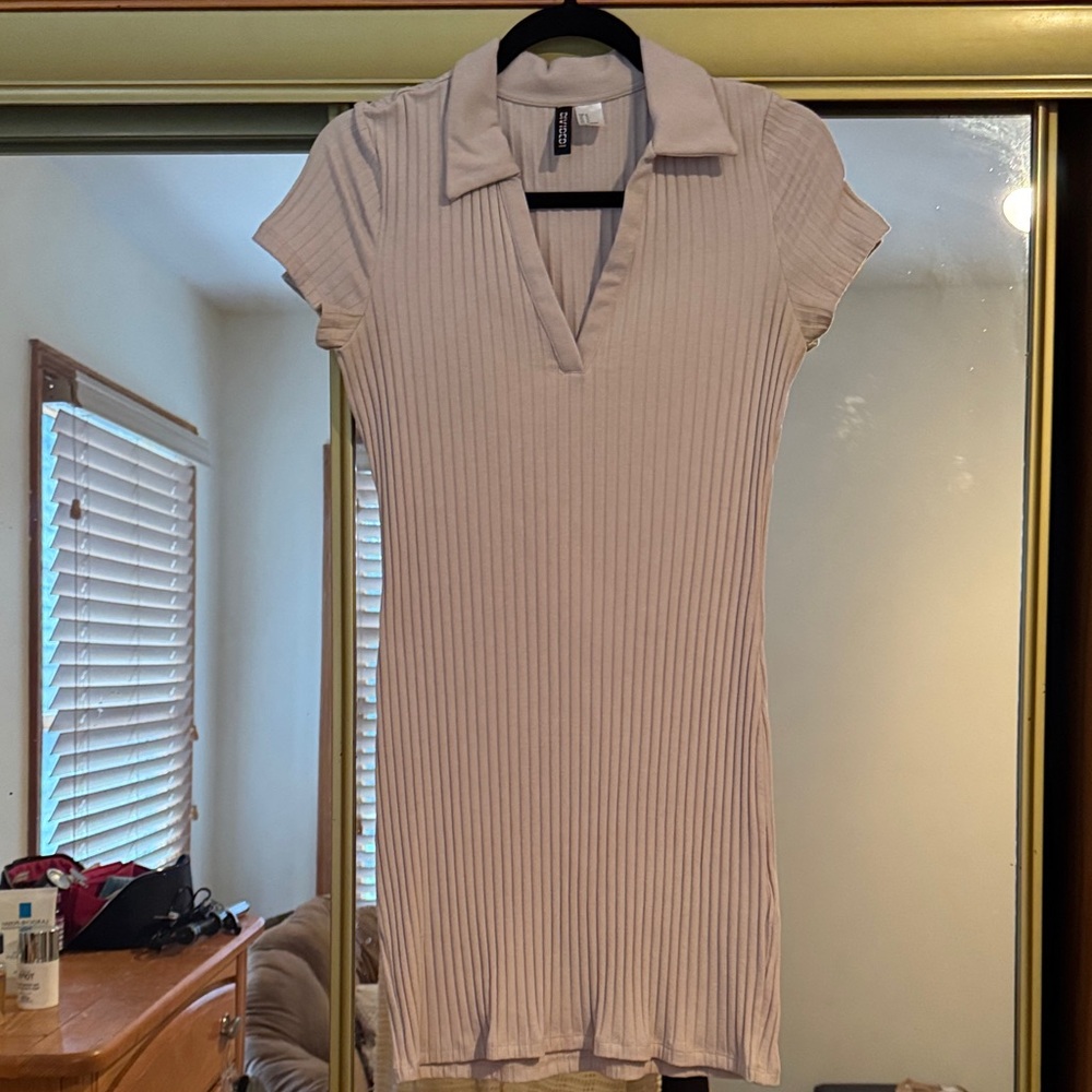 H&M Ribbed Mini Dress in Light Purple
